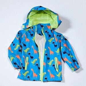 Kids Blue Dinosaur Raincoat with Hood For Boys Or Girls